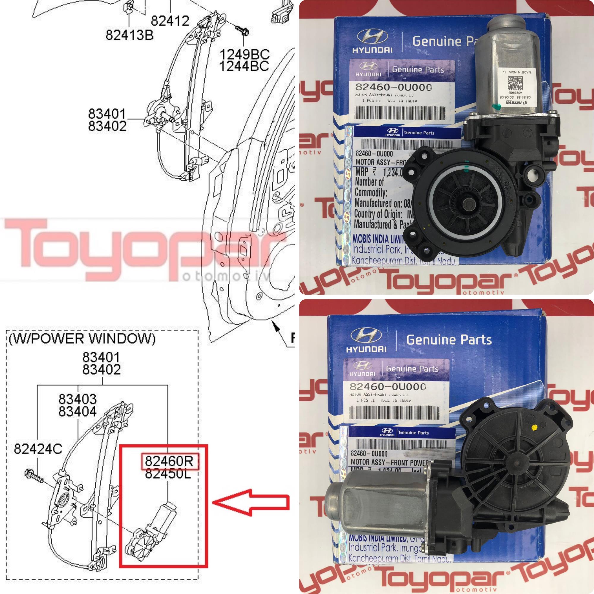 Blue Ön Sağ / Arka Sağ Sol Kapı Cam Kaldırma Motoru 824600U000