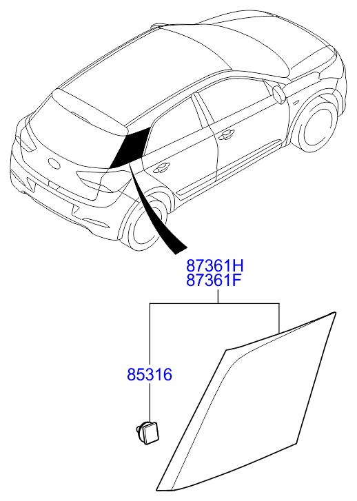 Hyundai İ20 2015-2020 Arka Çamurluk Bakaliti Direk Kaplaması Sol 87360C8000