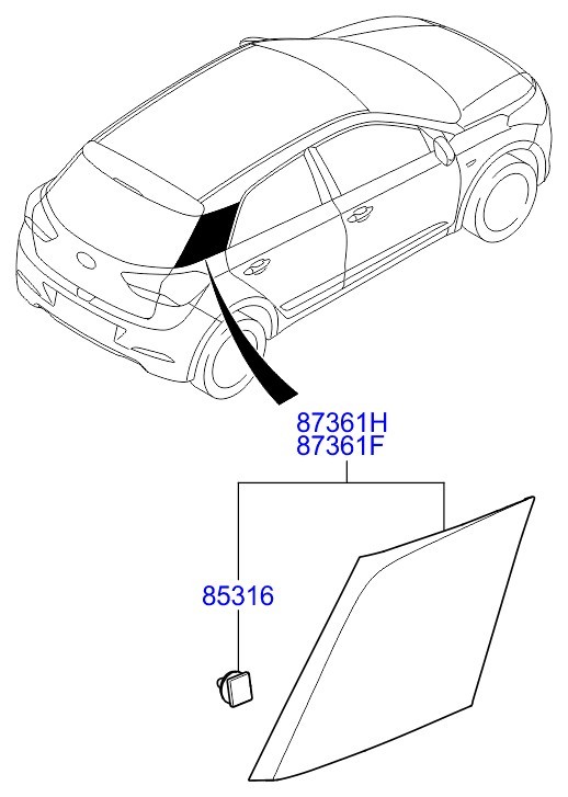 Hyundai İ20 2015-2020 Arka Çamurluk Bakaliti Direk Kaplaması Sağ 87370C8000